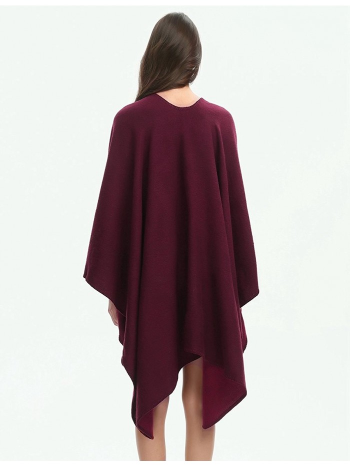 Elegant Open Front Thick Poncho Cape Knit Warm Shawl Wrap For Women