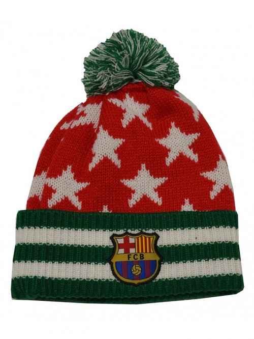 Fc Barcelona Beanie Christmas Pom Pom Skull Cap Hat Santa Hat Red