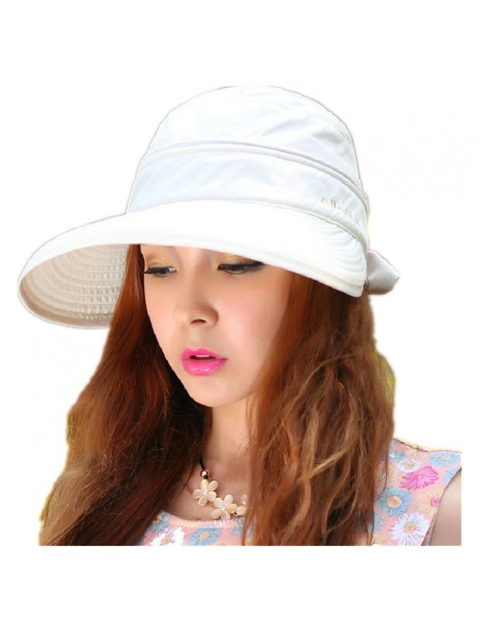 Woman's Baseball caps Fashion Ladies Bowknot Dual Purpose Two USES Hat Sun Visor Summer Beach Hat - White - CH11Y65CRGH