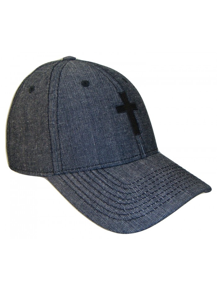 Christian Cross Black Denim Adjustable Baseball Cap (One Size- Black ...