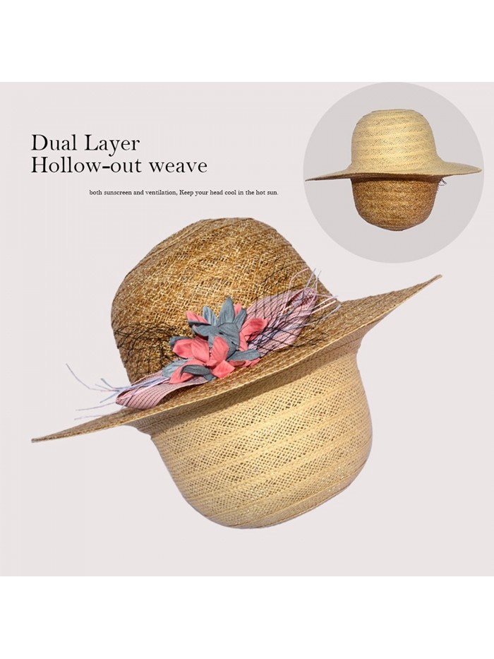 Womens Reversible Straw Sun Hat Summer Outdoor Wide Brim Floppy Foldable Beach Cap Brownstraw 4079