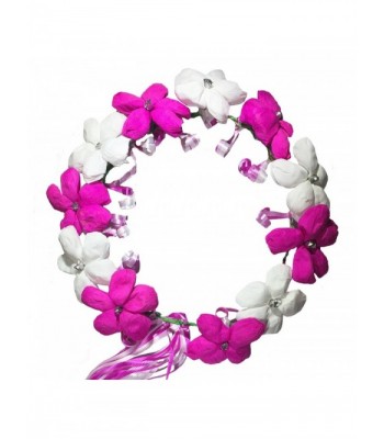 Handmade Flower Artificial Ponytail Festival - white pink - CK18027O7YZ