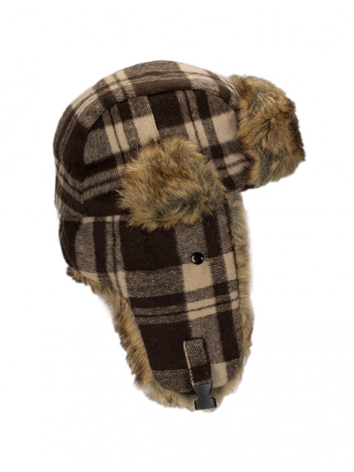 Buffalo Plaid Winter Trooper Hat and Flip Finger Glove Gift Set - Brown ...