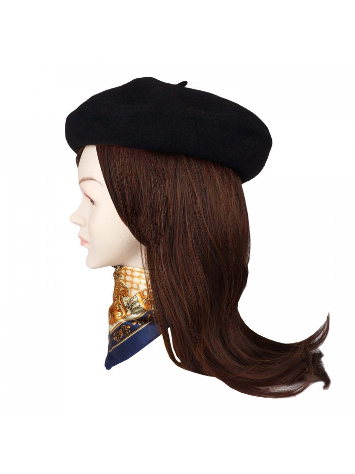 Wool Beret Hat Solid Color French artist Beret With Skily Scarf and ...