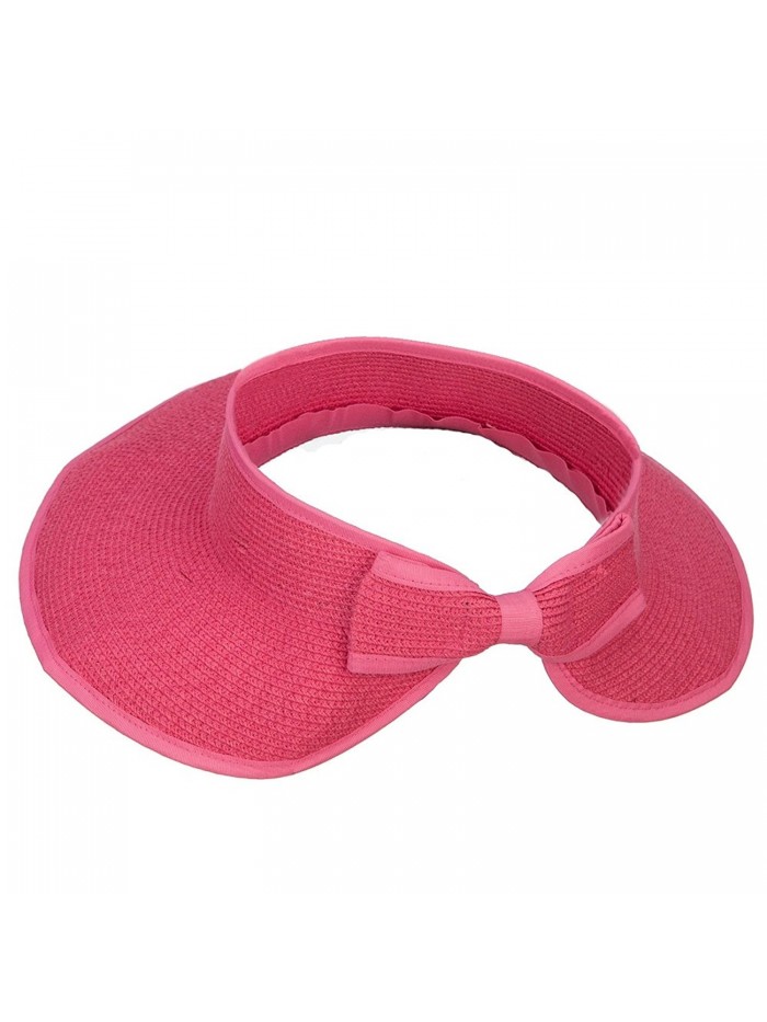 UPF 50+ Bow Tie Tweed Roll Up Visor - Hot Pink - CW187NDNRWC