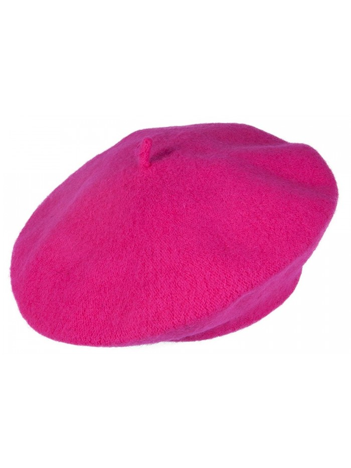TopHeadwear 100% Wool Fashion Beret - Hot Pink - CZ128XVO4FV