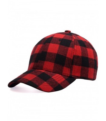 Clecibor Black and Red Checked Print Baseball Cap Soft Plaid Print Outdoor Hat Cap - CS188QWTMYZ