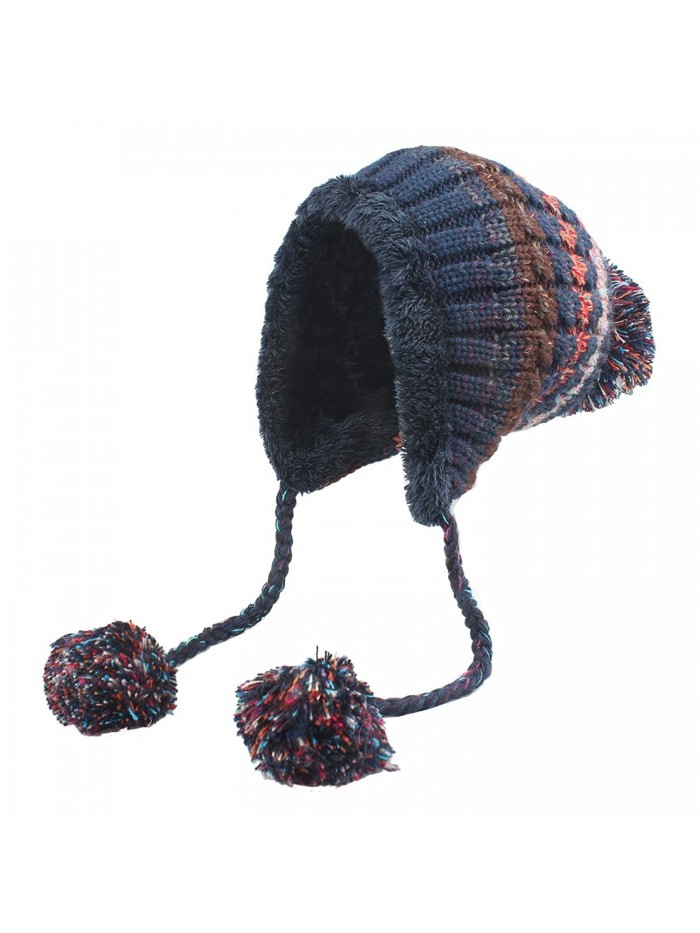 Youth Girls Warm Knitted Hat Fleece Lined Beanie Pom Pom Hat For Fall ...