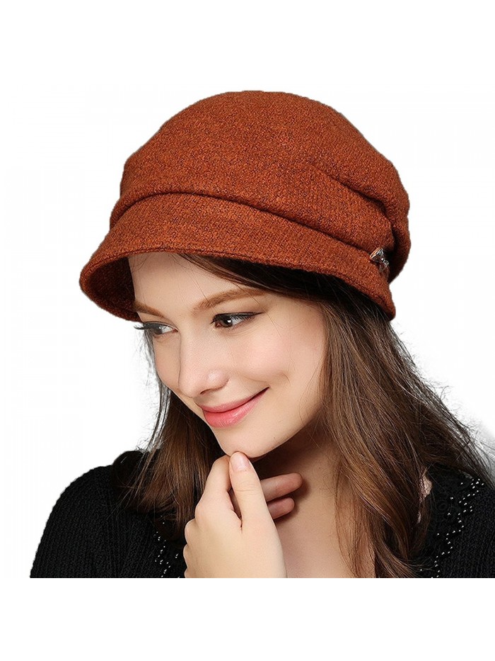 Lady Winter newsboy Cabbie Hat Warm Crushable Casual Cap T295 - Rust ...