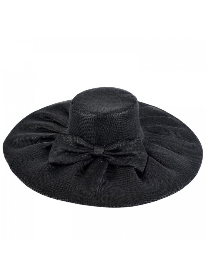 Women's Linen Kentucky Derby Wide Brim Sun Hat Sea Beach Summer - Black ...