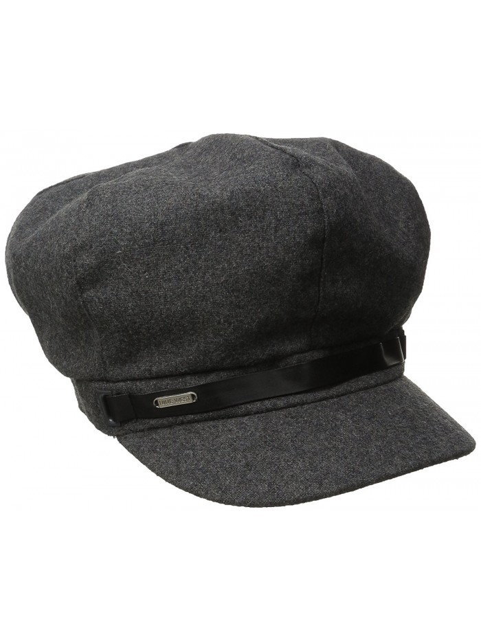 Women's Wool Blend Newsboy Hat - Charcoal/Grey - C712F8G1ON9