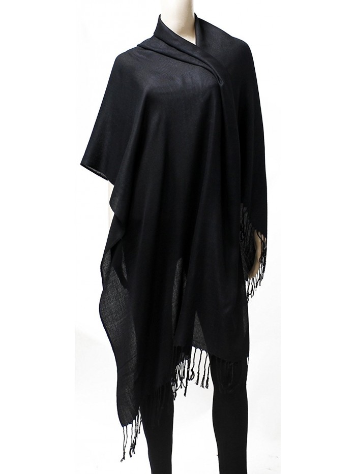 AN Womens Pashmina Shawl Scarf with Tassels Silk Soft Fashion Accessory ...