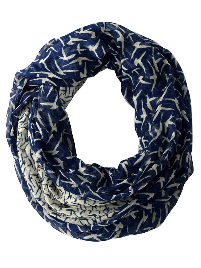 Beautiful Vintage Two Colored Bird Print Infinity Loop Scarf - Navy and ...