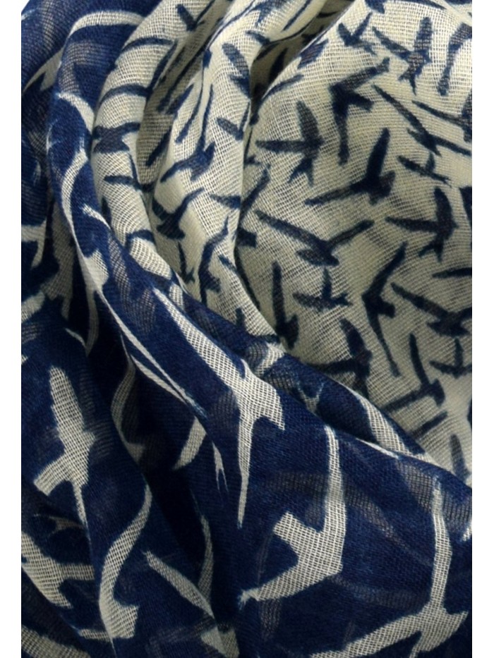Beautiful Vintage Two Colored Bird Print Infinity Loop Scarf - Navy and ...