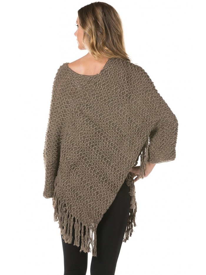 Knitted Warm Tassel Edge Poncho Cape Scarf Shawl Wrap With Sleeves Light Brown C311hi9uf2v 4548