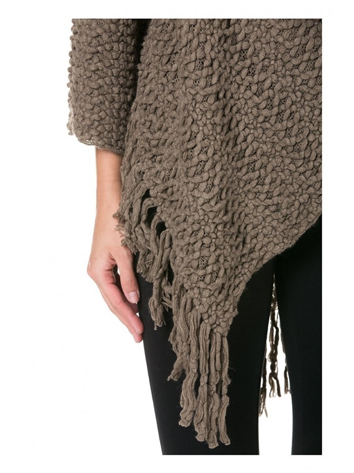 Knitted Warm Tassel Edge Poncho Cape Scarf Shawl Wrap With Sleeves ...