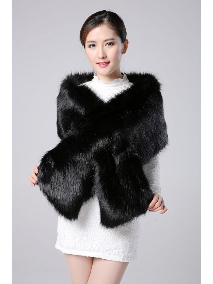 2017 Women Evening Fox Fur Bridal Cape Wedding Shawl Stole Winter ...