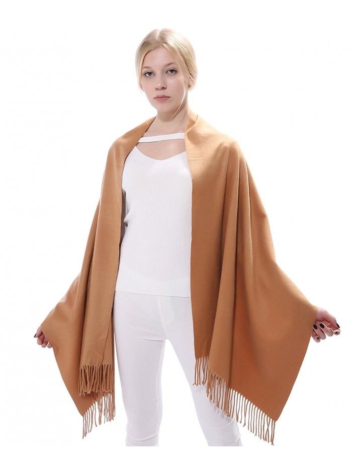 Women's Cashmere Feel Winter Thick Blanket Stole Scarf with Tassel ...