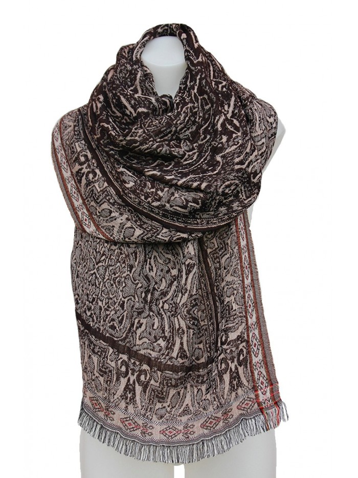 Women's Soft & Silky Luxury Pashmina Scarf Shoulder Wrap Shawl - Brown ...
