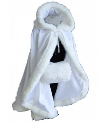 Aiyi Women's Winter Cloak Hooded Faux Fur Edge Short Bridal Christmas Wraps - White - CD187NTCKES