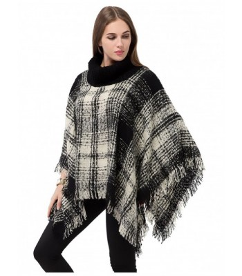 Knitted Pullover Sweater Turtleneck - A002black and White Plaid ...