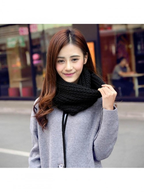 Women Knitted Neck Warmer Circle Wool Blend Cowl Multi-purpose Scarves ...