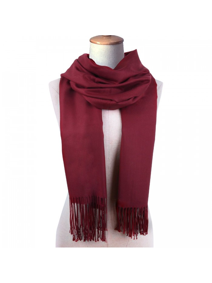 Cashmere Winter Solid Luxurious Shawls - Wine Red - CT1887SOLE7