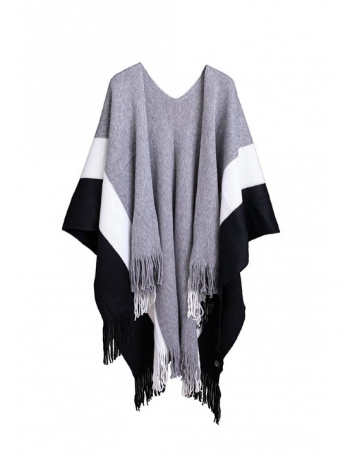 Winter Fringe Poncho Plus Size Knit Shawl Wrap Cardigan Cape Scarf For Women White Cy18646dozr 0946