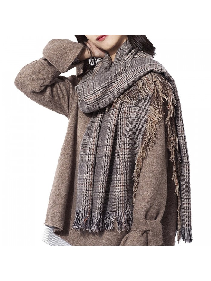 Women's Fashion Wool Plaid Blanket Scarf Big Scarves Warm Large wrap ...