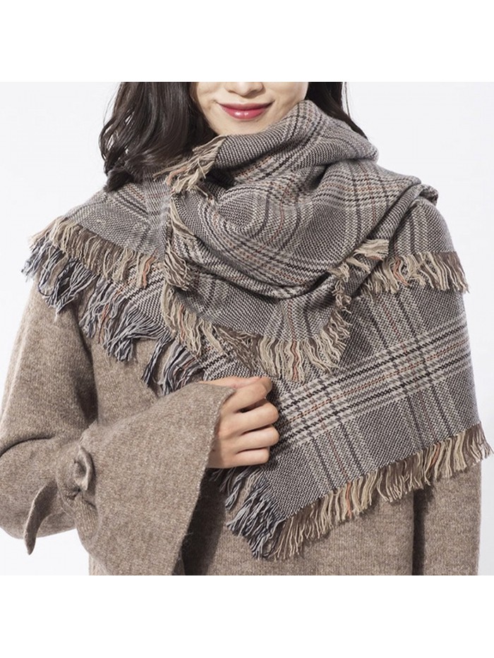 Women's Fashion Wool Plaid Blanket Scarf Big Scarves Warm Large wrap ...