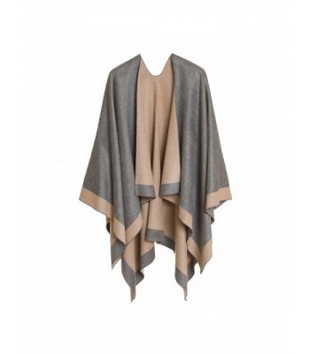 Cardigan Poncho Cape: Women Elegant Cardigan Shawl Wrap Sweater Coat for Winter - Light Gray Beige - CS18775ZYAO