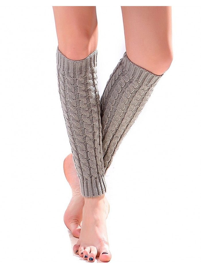 Women's Cable Knit Leg Warmers Knitted Crochet Long Socks by - Gray ...
