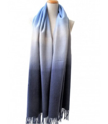100%Hand Dye Wool Scarf- Pashmina-Shawl- Gradient Color - Blue and ...