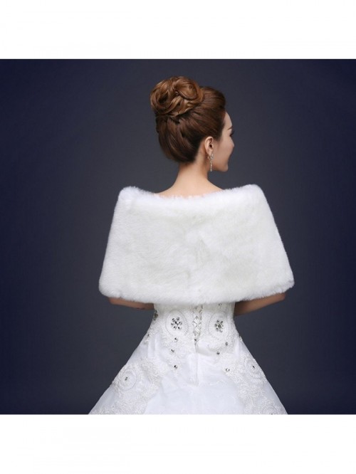 Bridal Warm Fur Shawl White Wedding Bolero Wrap Cape Stole Women Coat ...