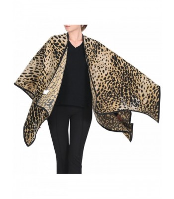 Futurino Women's Winter Leopard Big Scarf Blanket Warm Poncho Shawl Wrap - Light Coffee - CC12MYNFGH5