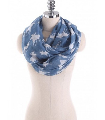 Scarf Clans Womens Soft Light Weight Moose Infinity Loop Scarf Fshion Scarf - Blue - C6188S8HNY5