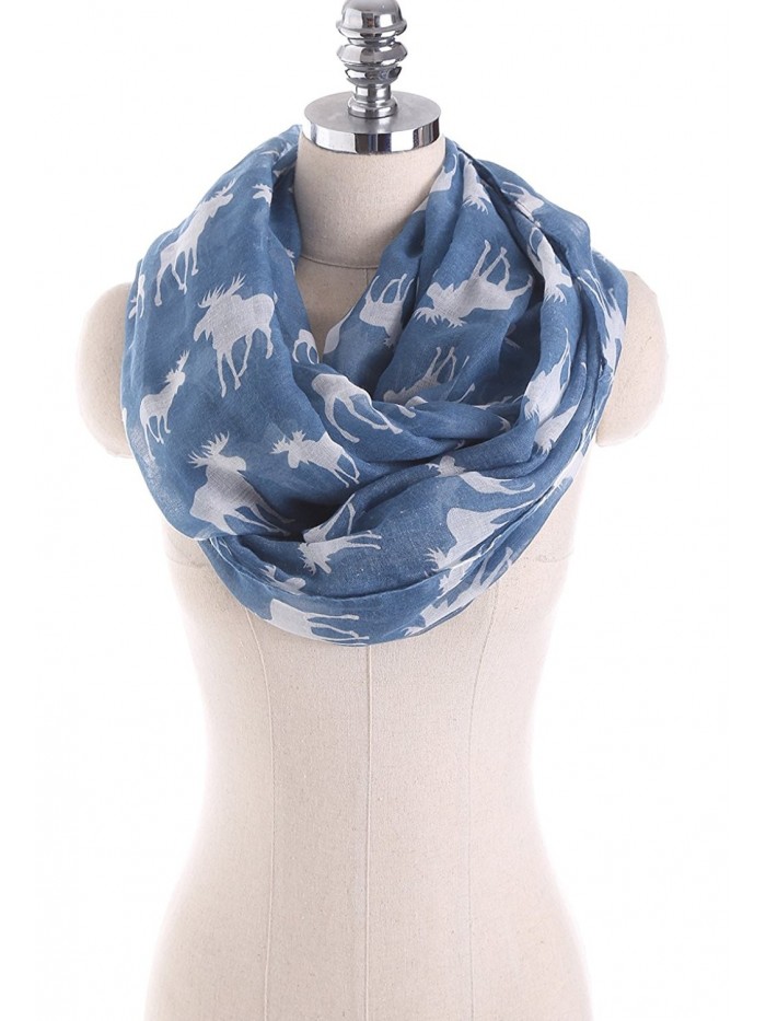 Scarf Clans Womens Soft Light Weight Moose Infinity Loop Scarf Fshion Scarf - Blue - C6188S8HNY5