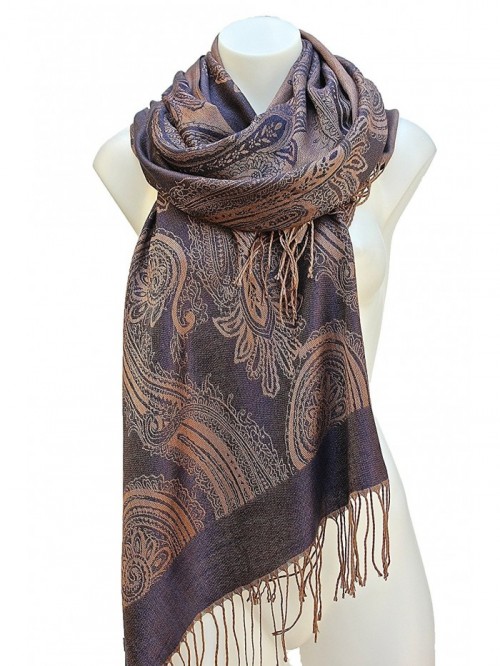 Women's Soft & Silky Luxury Pashmina Scarf Shawl Shoulder Wrap - Dark ...