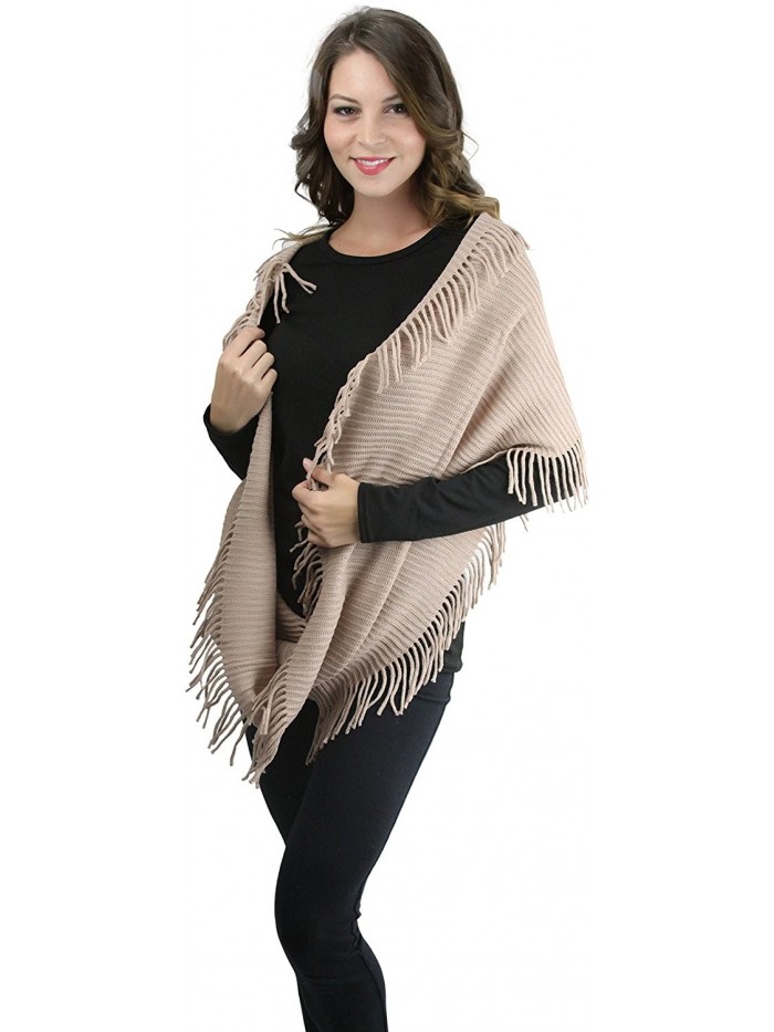 Women's Ribbed Fringe Infinity Scarf - Peach - C712NUJRM3Q