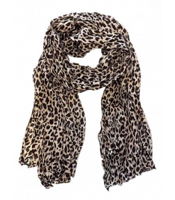 Trendy Women's Leopard Animal Print Crinkle Scarf wrap - Cream ...
