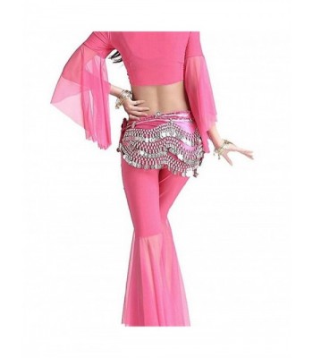 Women's Belly Flannel Dance Wave Shape Hip Scarf With Silver Golden ...