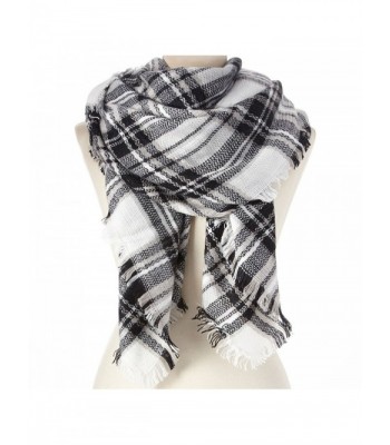 Large Blanket Scarf Shawl Black & White Plaid 54"x 56" - CJ120Z6MP3F