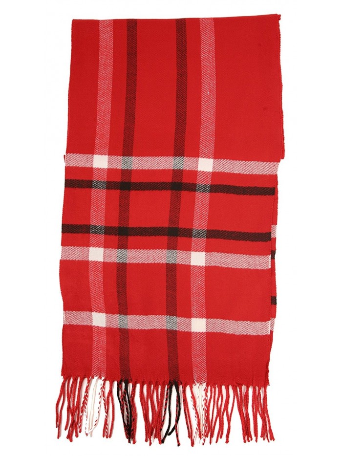 Love Lakeside-Women's Cashmere Feel Winter Plaid Scarf Red Plaid ...