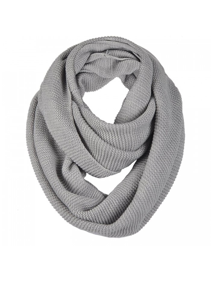 Unisex Soft Knit Winter Infinity Scarf (Multicolor Choose) - Light Grey - C212O5NQHM0