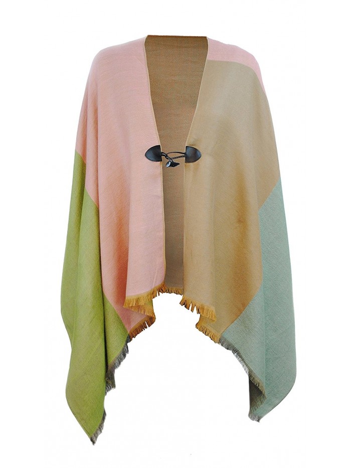 Pashmina Wrap Soft Silky Shawl Scarf for Women w/ Clasp - Pink- Tan- Olive - C9188UL0XHK