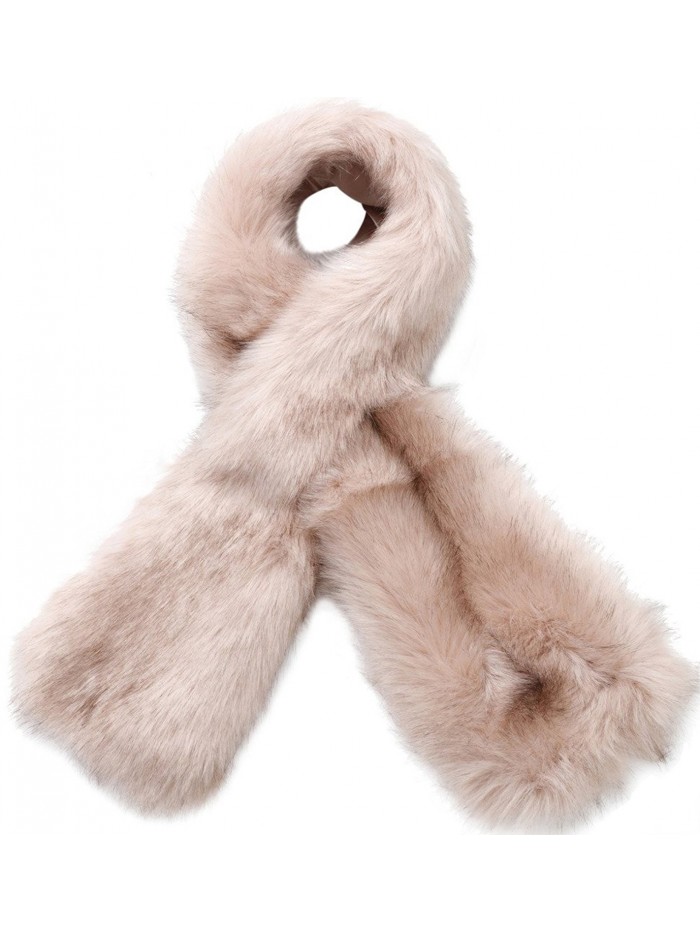 Faux Fur Women Winter Warmer Long Scarf Fashion Wrap Accessory - Pink ...