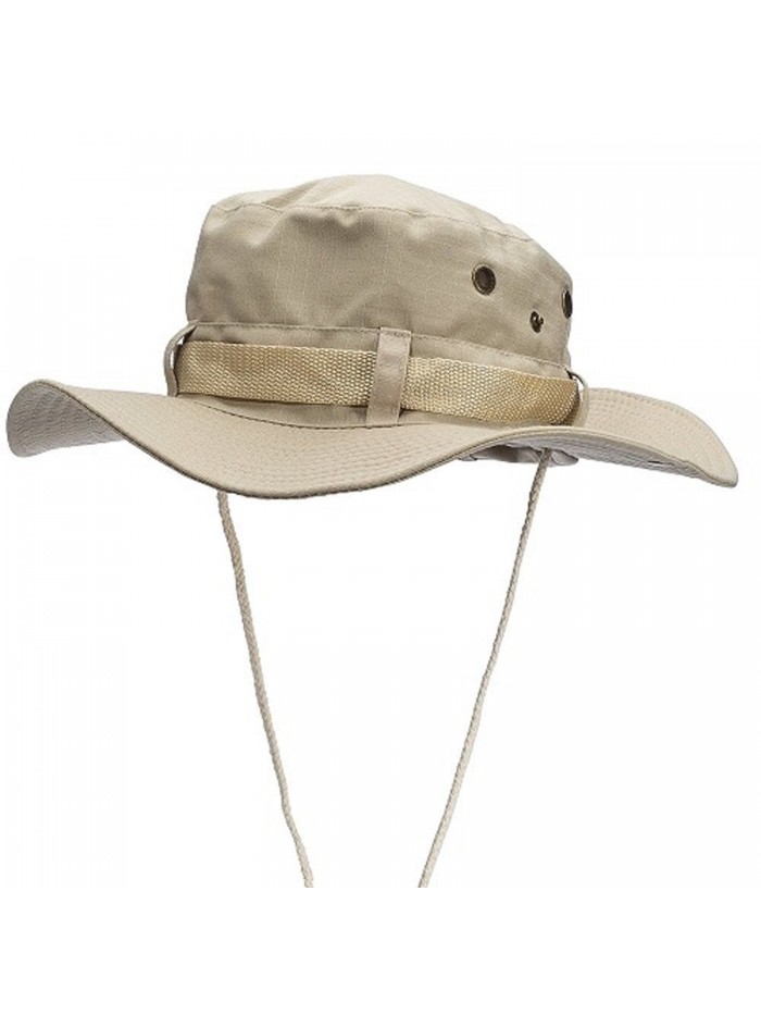 Outdoor Wide Brim Boonie Hat Mens Safari Chin Cord Hats Fishing Sun ...