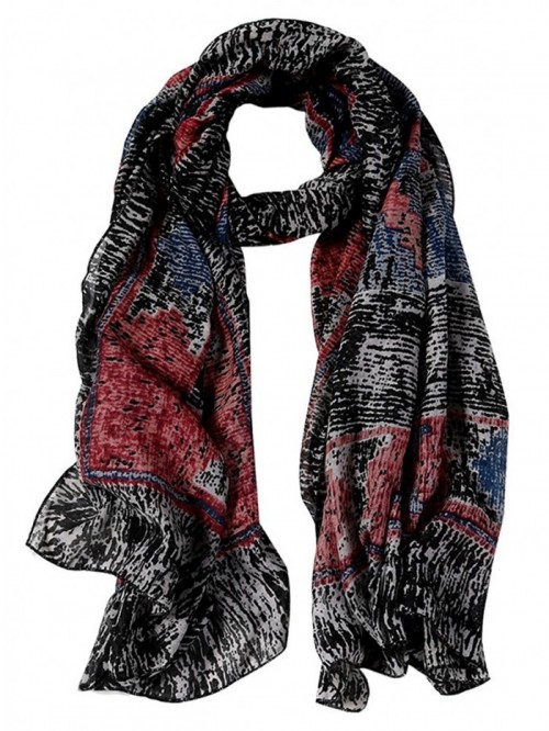 Womens Scarves - Bohemian Style Wrap Shawl Vintage Cozy Scarf - Black ...