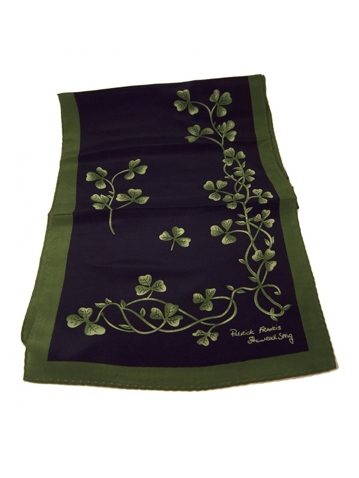 Navy & Green Shamrock Sprig Silk Scarf - C0114AYPK2B