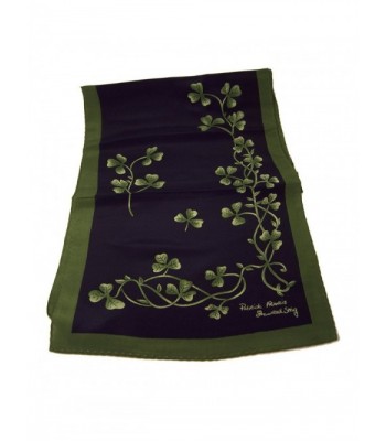 Navy Green Shamrock Sprig Scarf